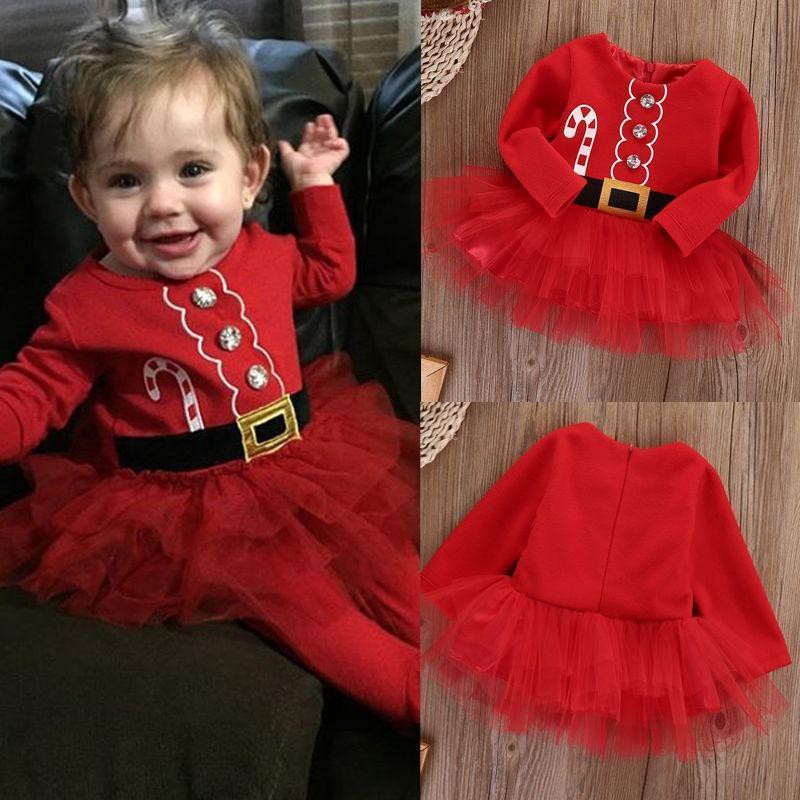 0 3 Years Old Newborn Baby Girl Long Sleeve Christmas Santa Claus Tulle Dress Flowergirl Dress Shopee Philippines