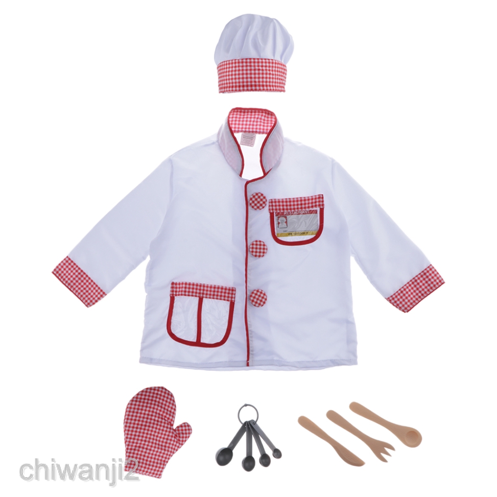 Chiwanji2 Chef Role Play Costume Cooking Dress Up Set For Kids Boys Gilrs 90 125cm Shopee Philippines