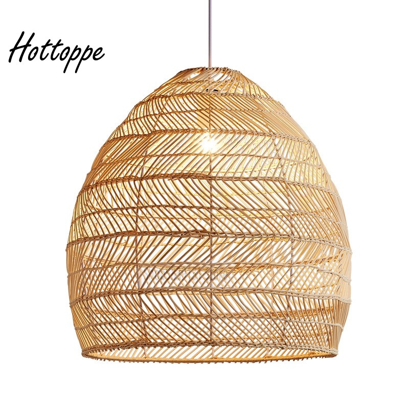 Rattan lamp pendant light vintage hanging shades e27 living room mkph