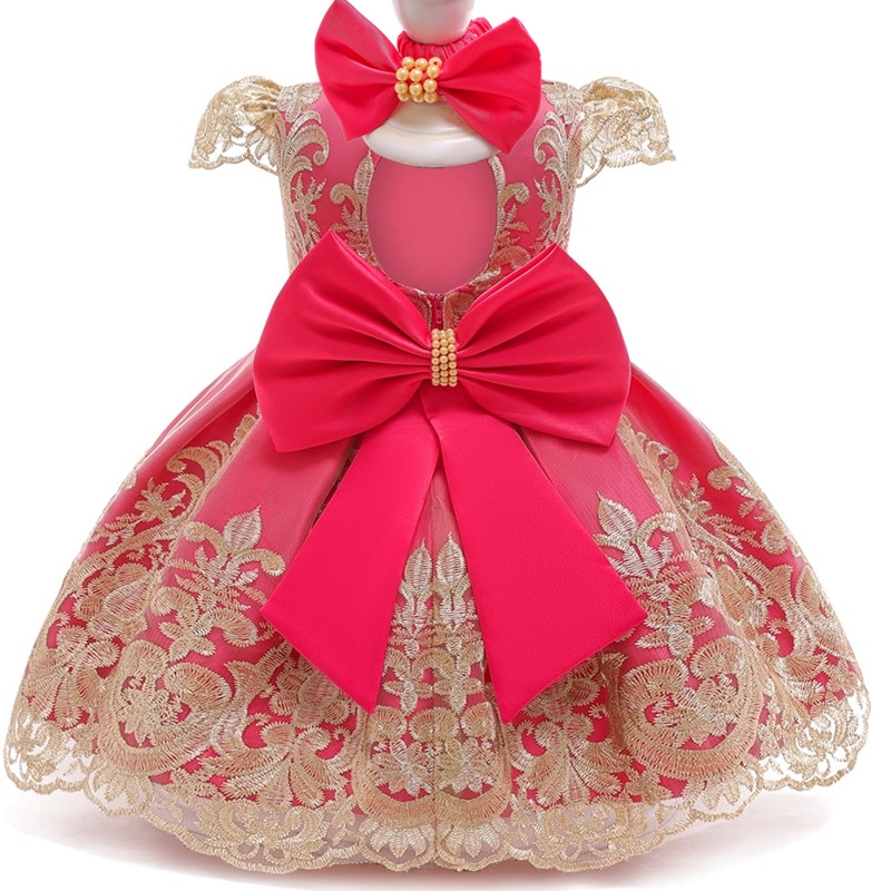 Nnjxd Baby Girl 1st Birthday Party Dress Flower Girls Weding Gown Lace Bow Clothes With Headband Shopee Philippines