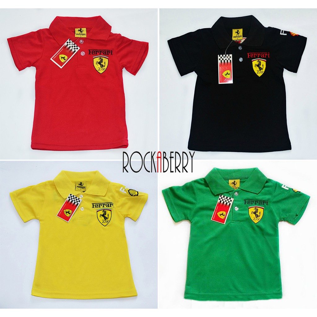 Ferrari Polo Shirt F1 For Kids Boys Girls Cars Theme Party