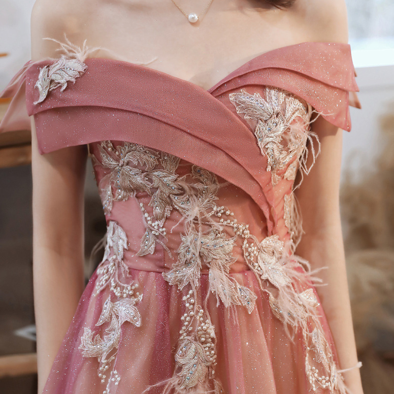 Dress 2020 New Off Shoulder Long Dress Dress Dress Engagement Toast Dress Wine Red Gradient Evening Dress Shopee Philippines