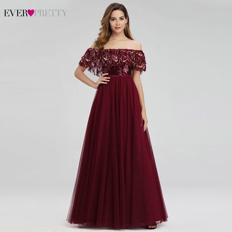 Ever Pretty Elegant Party Evening Dress Off Shoulder Ruffles Sequin Prom Gown Formal Dresses 0819 Shopee Philippines