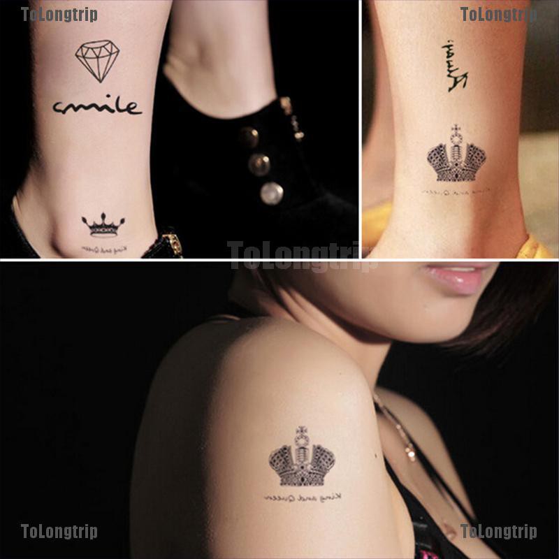 Tolongtrip Temporary Tattoo Tatoo Waterproof Stickers Makeup Make Up Crown Diamond Tattoo Shopee Philippines