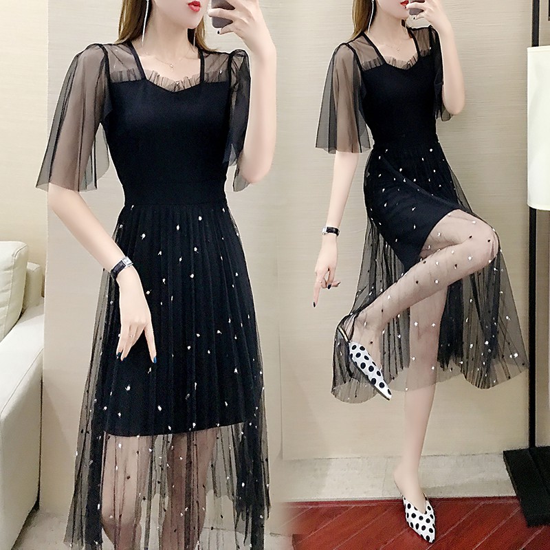 Big Size Woman Fat Belly Show Thin Chiffon Dress Mm Skirt Shopee Philippines