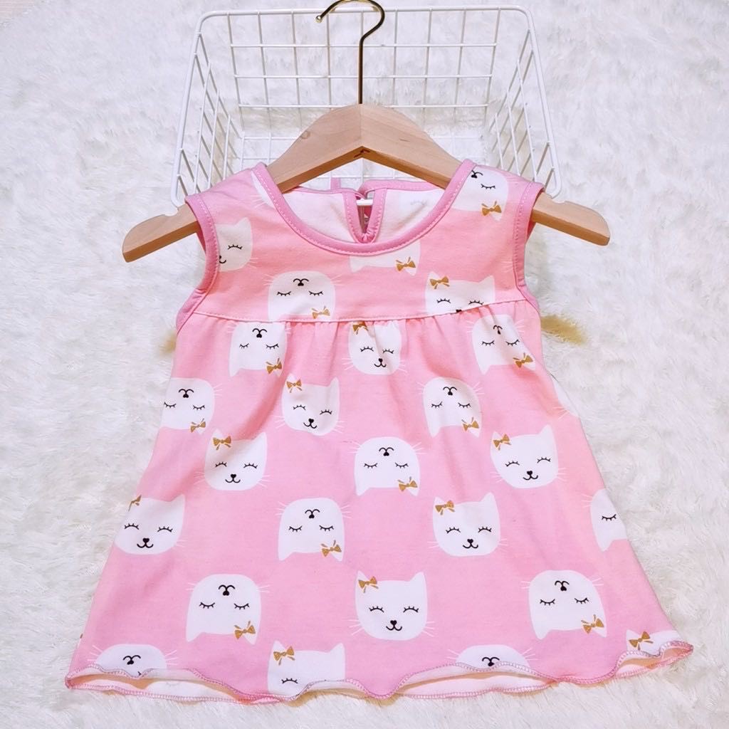 Cute Baby Girl Dress Cartoon Dress Pink Cat Dress For 0 3 Yrs Old Shopee Philippines