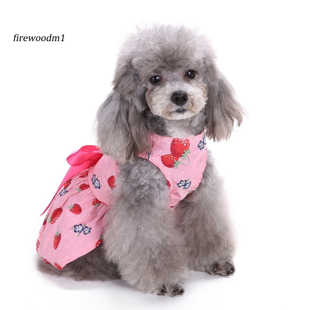 Pet Puppy Cat Dog Clothes Cute Sweet Strawberry Ribbon Bowknot Decor Dress Shopee Philippines