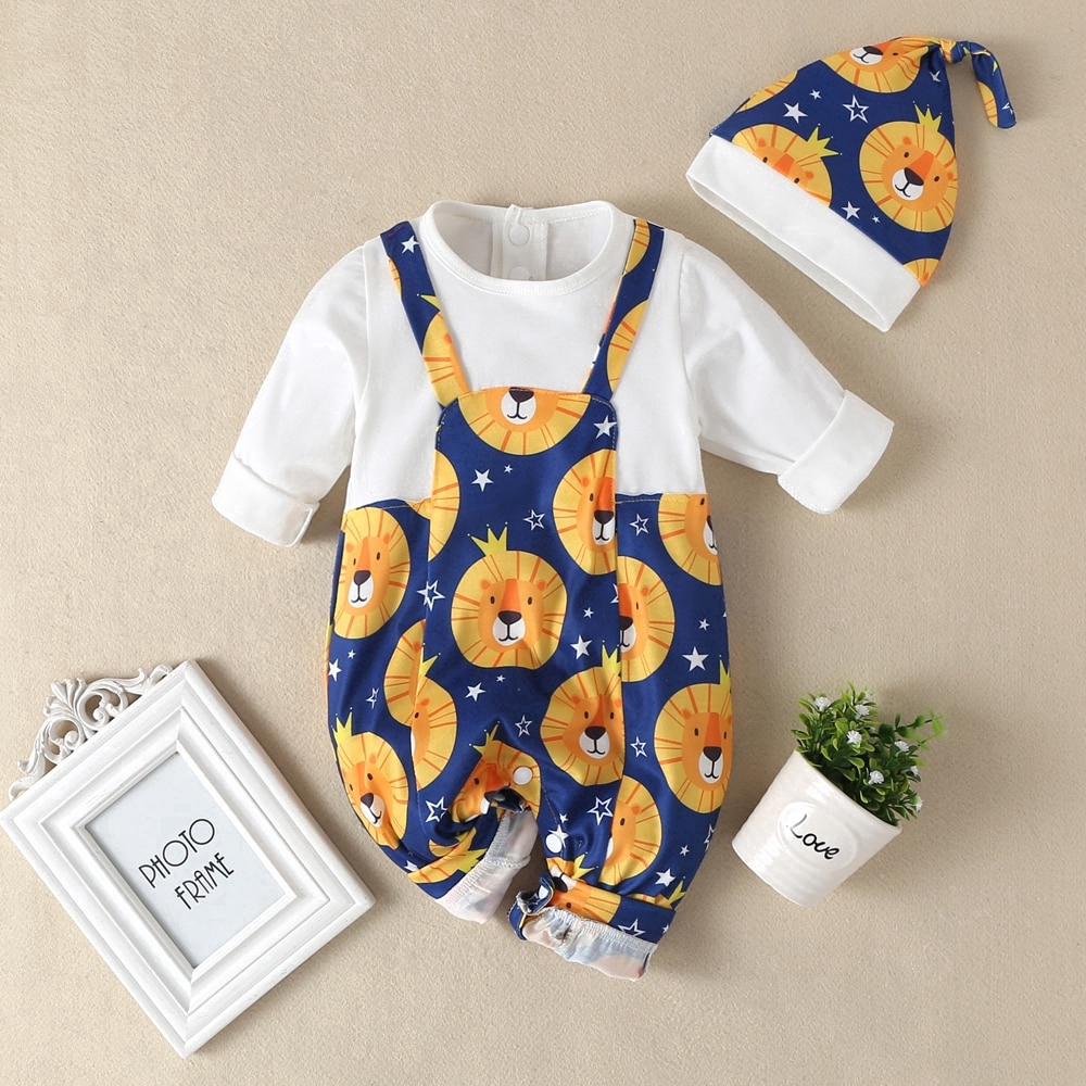 New Newborn Baby Boys Girls Clothes Line Printed Long Sleeve Winter Cotton Romper Hat Kid Jumpsuit Playsuit Outfits Clothing Shopee Philippines
