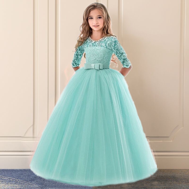 Nnjxd Flower Girl Dresses Wedding Long Tulle Princess Fancy Children Formal Gown Kids Clothes Shopee Philippines