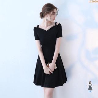 Ready Fashion Off Shoulder Party Dress Plus Size Short Sleeve Midi Dresses Slim Black Korean Women Dress Shopee Philippines