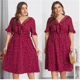Large Size Woman Dress Summer Dress Fat Women V Neck Party Dresses Xl Shopee Philippines