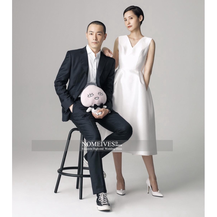 White Satin Evening Dress Medium Length Dress Double Shoulders V Neck Dinner Party Birthday Party Simple And Light Dress Qs20 Shopee Philippines