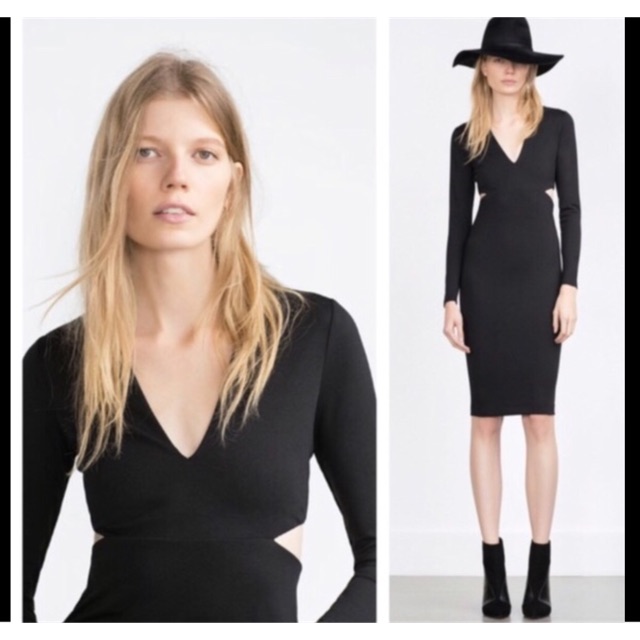 Zara Trafaluc Black Dress With Side Cutouts Shopee Philippines