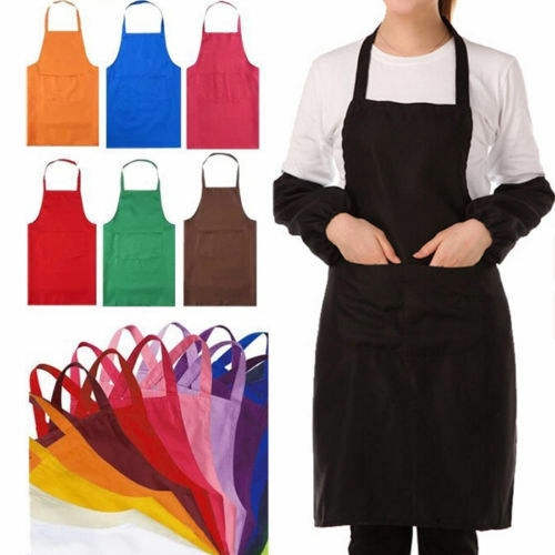 Fashion Men Women Solid Color Cooking Kitchen Restaurant Bib Apron Dress With Pocket Sleeveless Bib Shopee Philippines