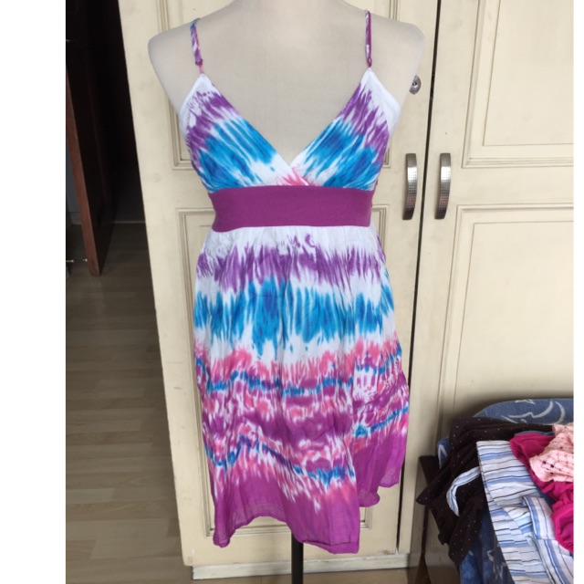 Forever 21 F21 Watercolor Babydoll Empire Smocked Dress S Shopee Philippines