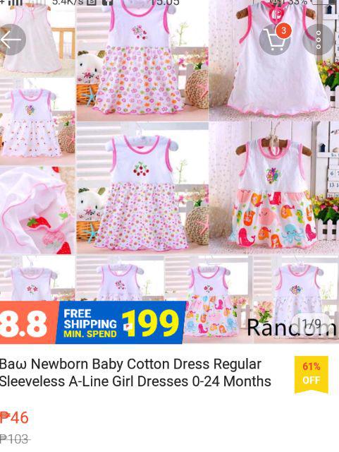 Baw Newborn Baby Cotton Dress Regular Sleeveless A Line Girl Dresses 0 24 Months Wby Shopee Philippines