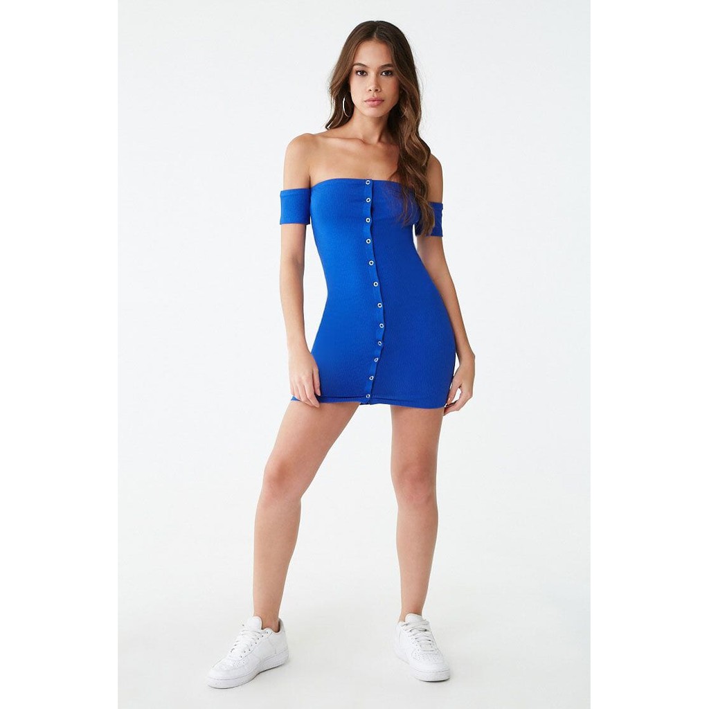 Forever 21 Women S Off The Shoulder Bodycon Dress Royal Blue Shopee Philippines
