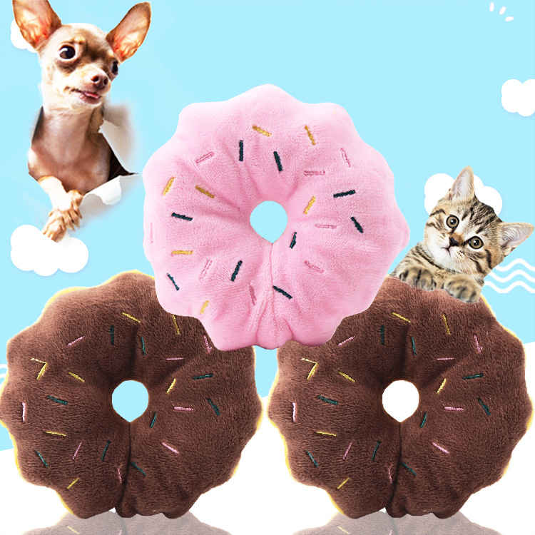 27pets soft dog donuts plush pet dog toys for dogs chew toy cute puppy