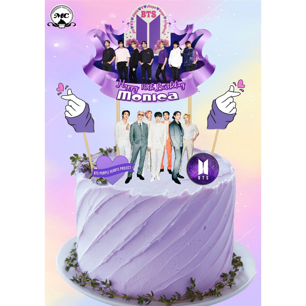 Buy bts purple cake topper personalized online today! Bts Theme Customized Cake Topper D14 Shopee Philippines