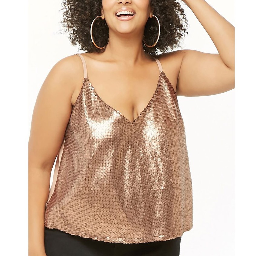 Forever 21 Plus Size Sequin Cami Top Rose Gold Shopee Philippines