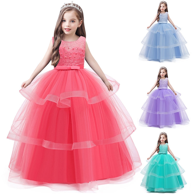 2020 New Dress Long Sleeve Bridesmaid Wedding Gown Kids Dresses For Girls Elegant Party Princess Dress Shopee Philippines