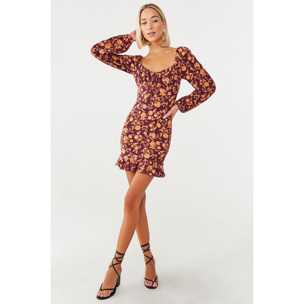 Forever 21 Women S Floral Flounce Mini Dress Shopee Philippines