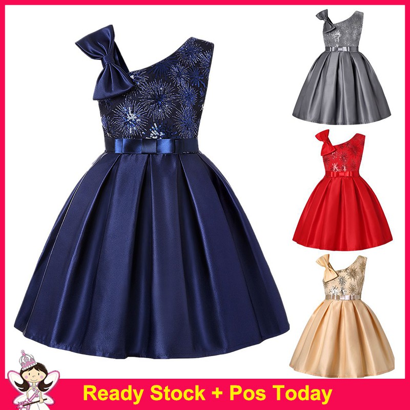 Sequins Girls Christmas Party Carnival Formal Dinner Dress Shopee Philippines