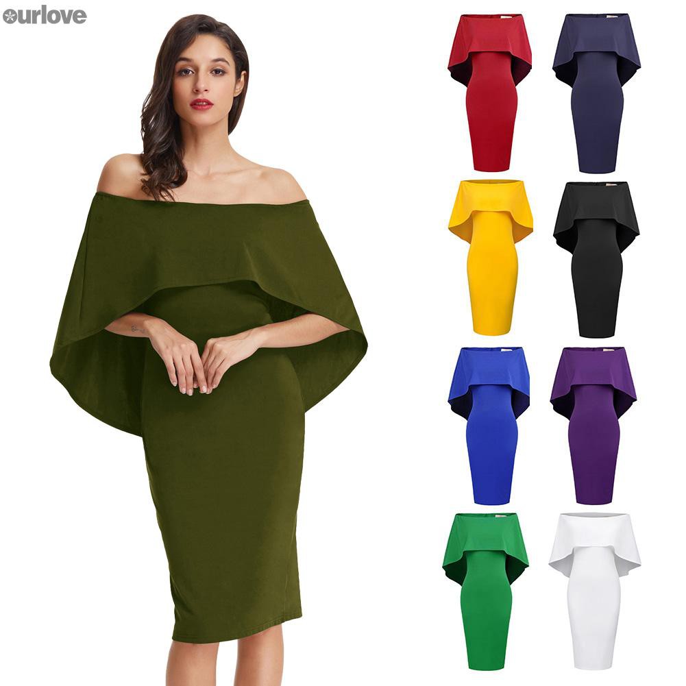 Fashion Pencil Casual Womens Ladies Summer Party Night Club Off Shoulder Dress Formal Sexy Dress Shopee Philippines