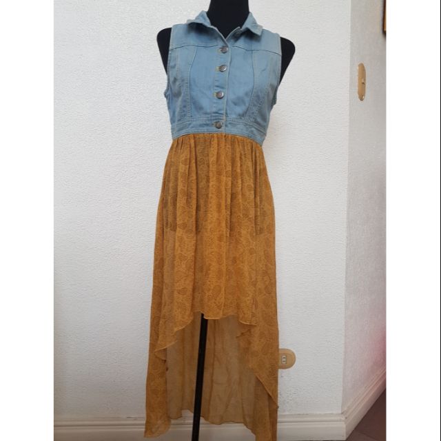 Forever 21 Denim Vest Chiffon Skirt Cover Up Shopee Philippines
