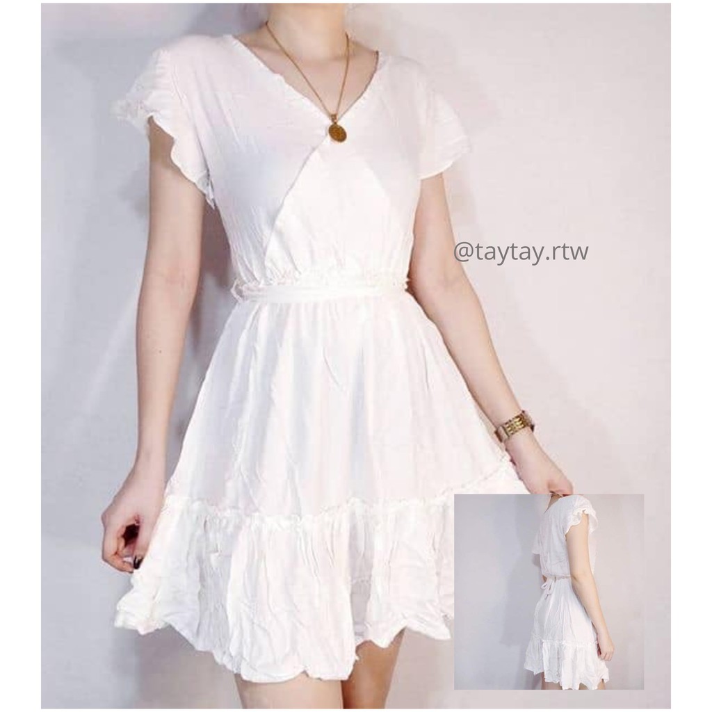 Taytay Rtw Simple White Dress Wedding Gown Best For Civil Weddings Formal Occasions Shopee Philippines