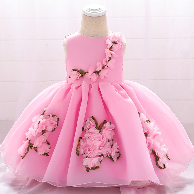 2020 Flower Baby Clothes Princess 1st Birthdays Dress Party Dress For Girl Clothing 1 2 Year Shopee Philippines