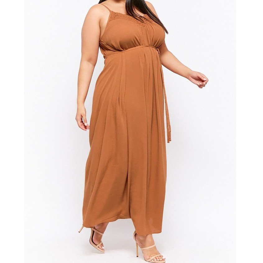 Forever 21 Plus Size Crochet Trim Maxi Dress Rust Shopee Philippines