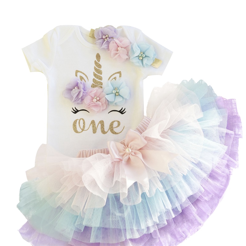 Nnjxd Baby Girl Unicorn 1st Birthday Party Tutu Dress Clothes Sets Shopee Philippines