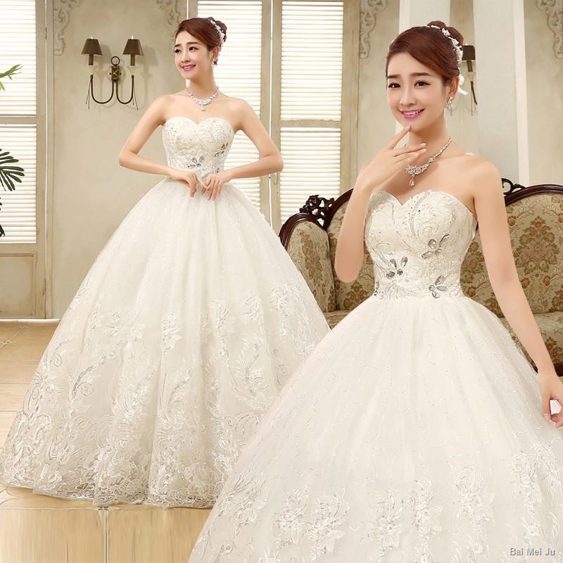 Strapless Gown With The Bride Wedding Dress For Middle School Students Adults Big Fairy Code Korean Neat Dresses Shopee Philippines