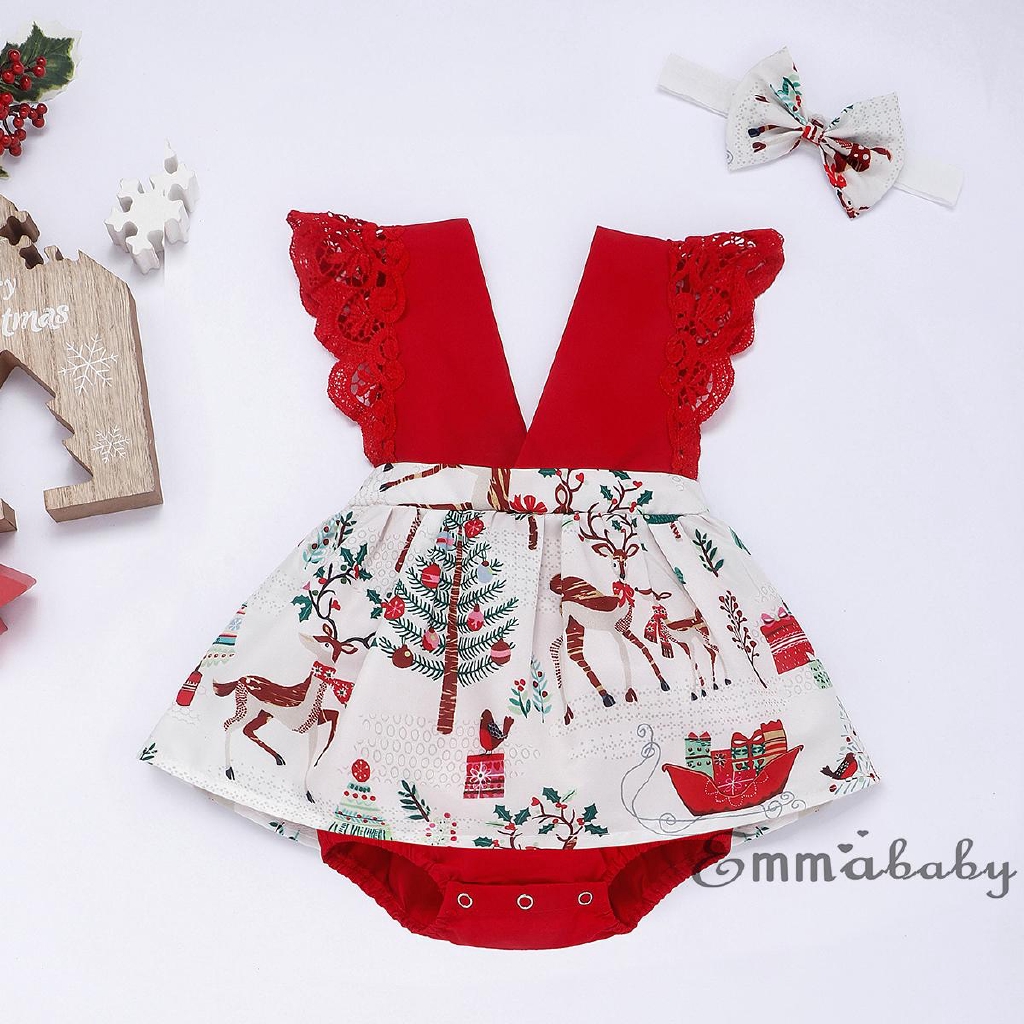 Emmababy Newborn Christmas Baby Girl Tutu Dress Romper Jumpsuit Shopee Philippines