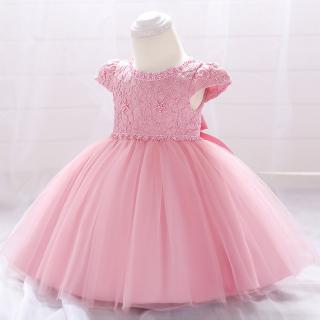 Children S Infant One Year Old Dress Lace Mesh Princess Dress Baby Birthday Dress Shopee Philippines