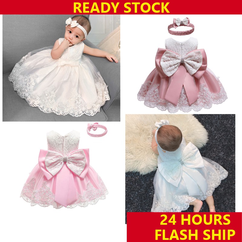 New Lace Girls Wedding Dress Baby Girl Christening Cotton Dresses For Party Baptism Kids 1 Year Baby Girl Birthday Dress Shopee Philippines