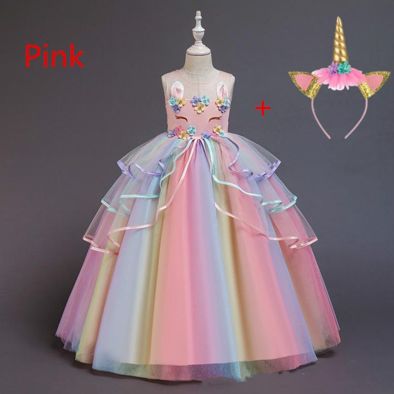 2020 New Fashion Princess Dress Rainbow Unicorn Cosplay Girls Dress Birthday Long Dresses For Kids Wedding Party Ball Gowns Fancy Children S Clothing Shopee Philippines