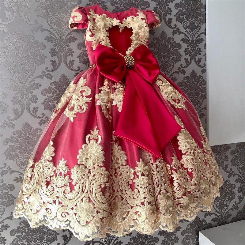 Nnjxd Baby Girl Birthday Dress Flower Wedding Princess Red Ball Gown Girls Party Clothes Shopee Philippines