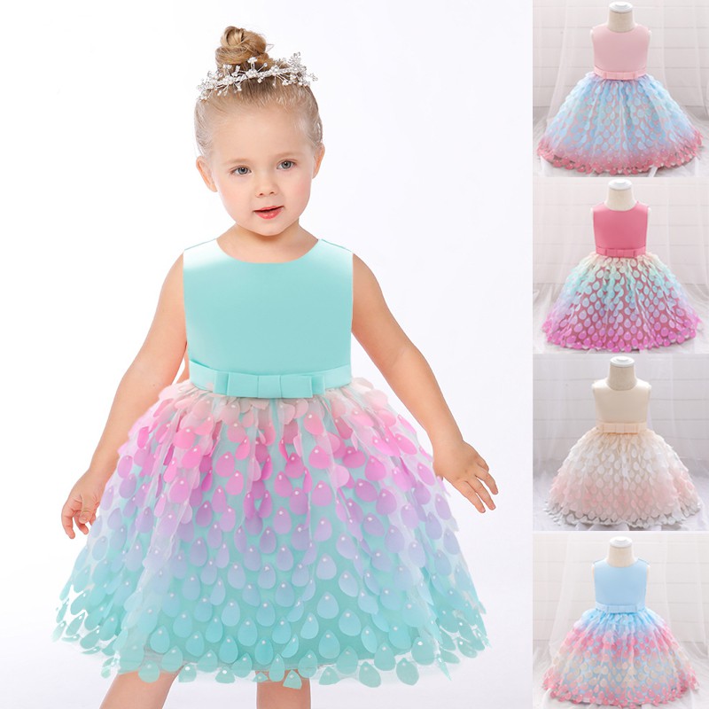 2020 Little Mermaid Baby Girl Dress Birthday Girl Clothes Wedding Princess Dress Colored Sequin Party Evening Dresses 3 24 Month Shopee Philippines