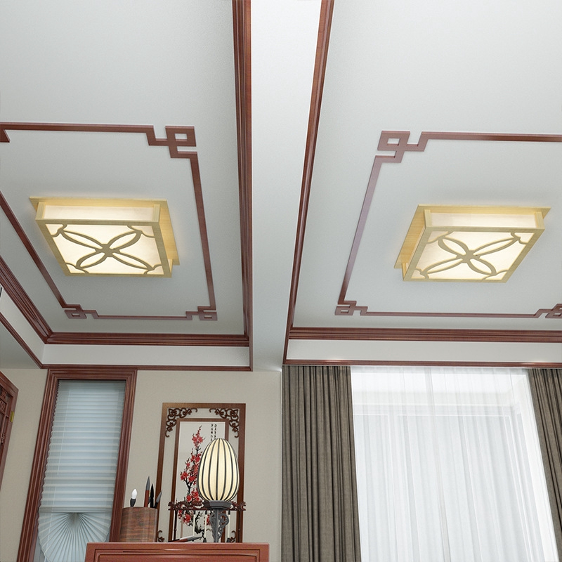 Super Cheap Led Chinese Style Solid Wood Ceiling Lamp Parchment Square Living Room Lamp Wood Color S Shopee Philippines