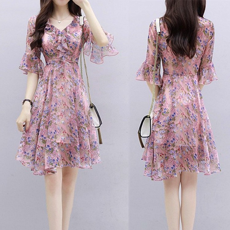 Floral Dress Fat Sister Summer Dress Shredded Stylish Loose Big Size Women S Cover Tummy Appears Shopee Philippines