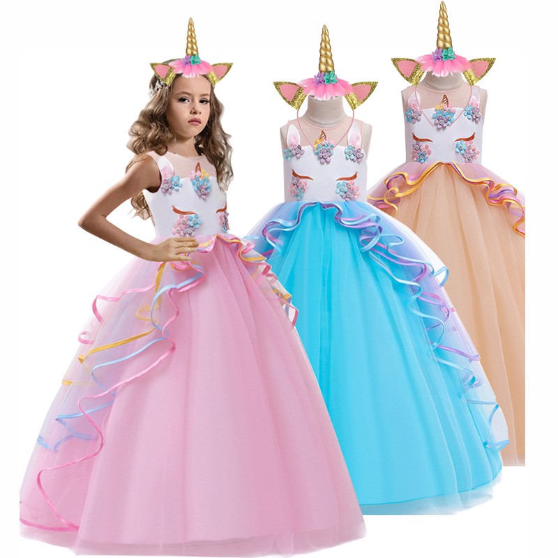 Unicorn Dress Christmas Kids Dresses For Girls Costume Girls Princess Dress Children Birthday Dress Shopee Philippines