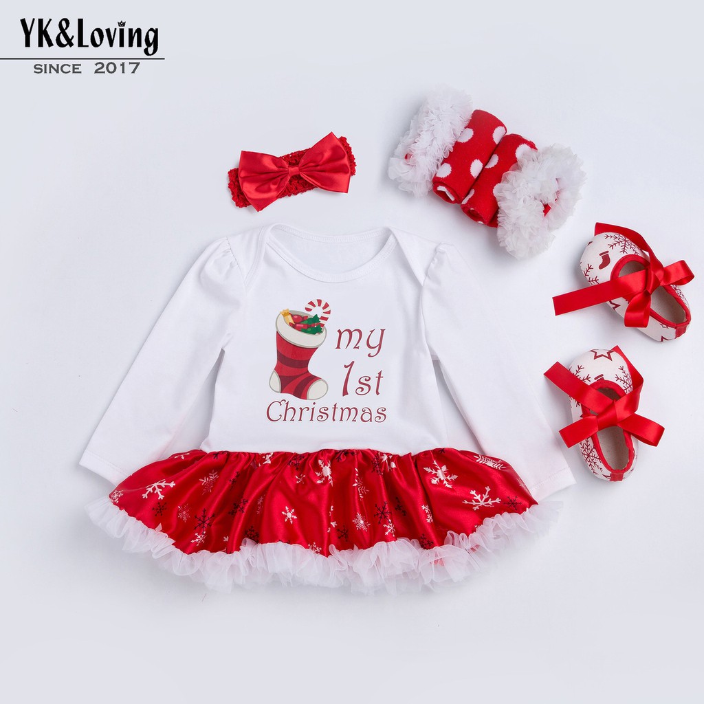 Christmas 0 2 Year Old Baby Snowflake Long Sleeve Dress Shopee Philippines