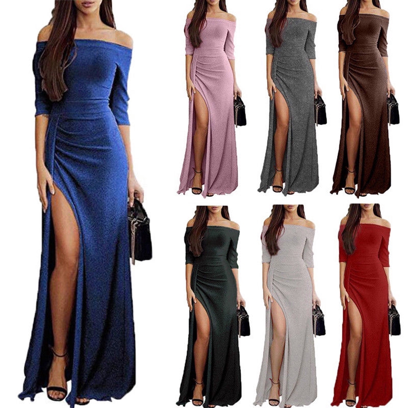 Maxi Dress For Formal Wedding Women Plus Size Big Off Shoulder Cocktail Party Shopee Philippines