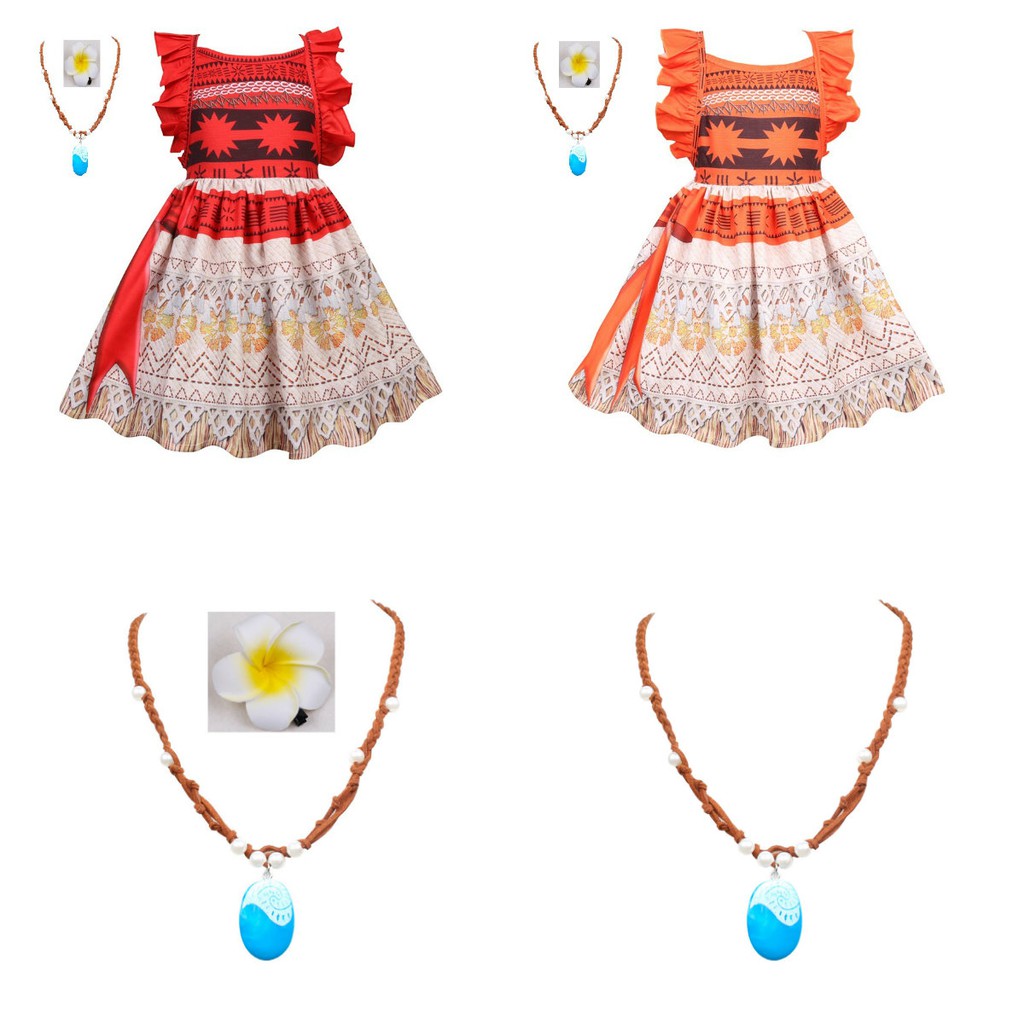 Kame Moana Kids Costume Baby Girl Dress Cosplay Outerwear Little Kids Skirt Sets Party Dress Up W647 Shopee Philippines
