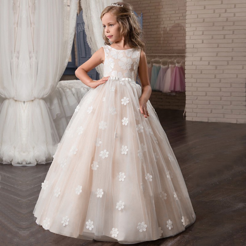 Wfrv Flower Girl Dresses Wedding Long Tulle Princess Fancy Gown Shopee Philippines