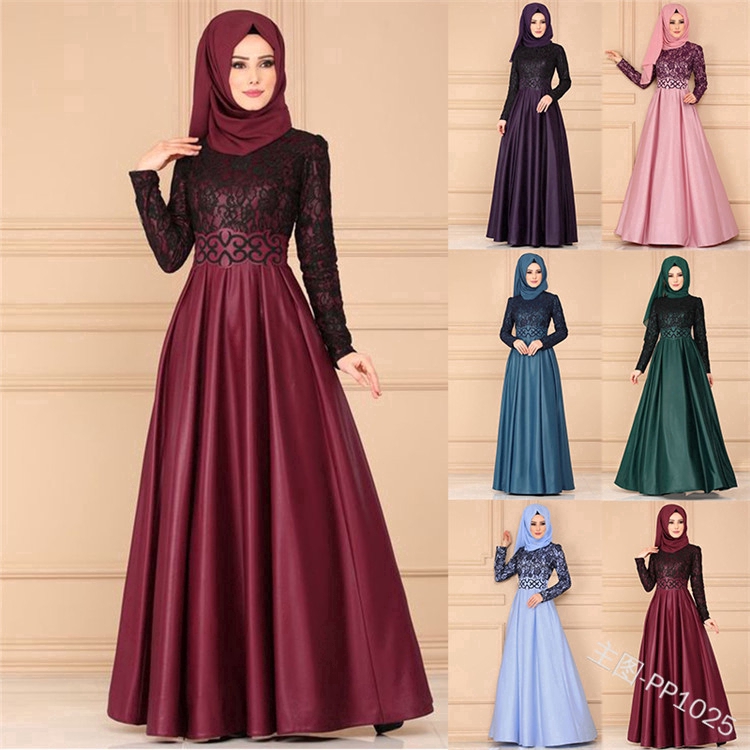 Women Muslim Lace Long Dress Muslimah Maxi To To Pink Dresses Shopee Philippines