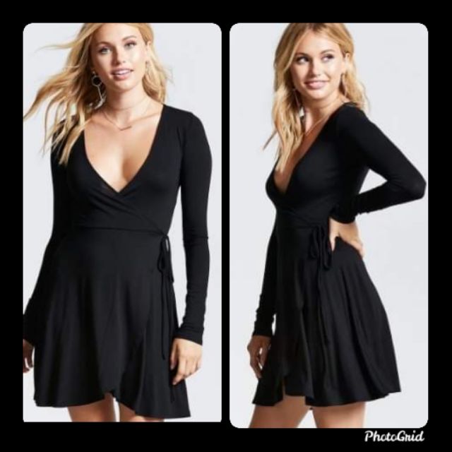 Forever 21 Wrap Dress Black Shopee Philippines