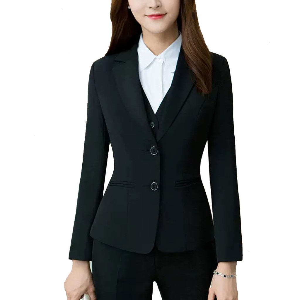 Women Black Blazer For Office Formal Attire S M L Xl Shopee Philippines
